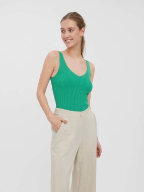 Zelené rebrované basic tielko VERO MODA Glory