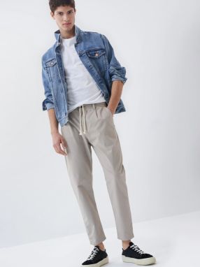 Béžové pánske chino nohavice Salsa Jeans Tapered