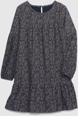 Tmavomodré dievčenské manšestrové šaty s volánom GAP