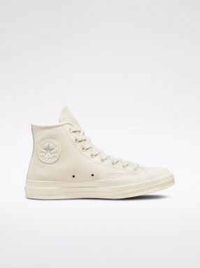 Krémové dámske kožené členkové tenisky Converse