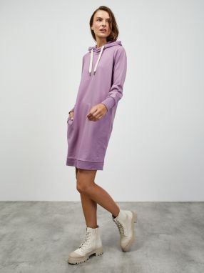 ZOOT.lab Kirsten fialové základné mikinové šaty s kapucňou