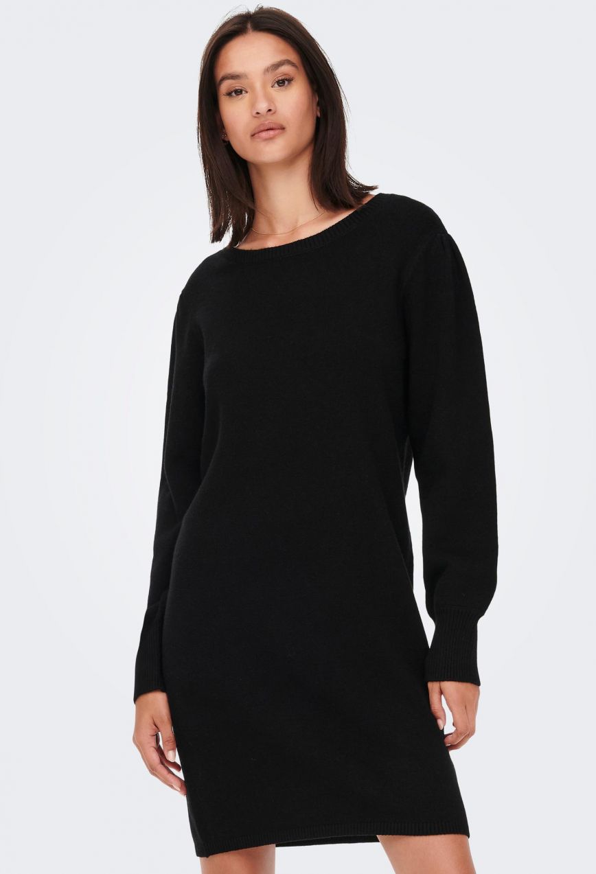 Čierne krátke svetrové šaty Jacqueline de Yong Marco