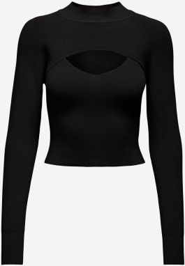 Čierny rebrovaný sveter s prestrihmi Jacqueline de Yong Sibba
