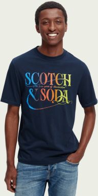 Tmavomodré pánske tričko s potlačou Scotch & Soda