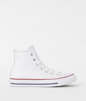 Biele kožené členkové tenisky Converse Chuck Taylor