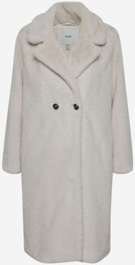 Svetlošedý dámsky kabát z umelého kožúšku ICHI