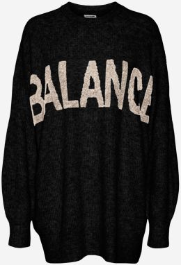 Čierny rebrovaný oversize sveter Noisy May Balance