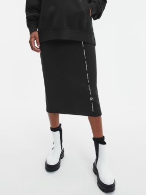 Čierna dámska púzdrová midi sukňa s rozparkom Calvin Klein
