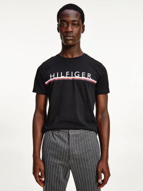 Čierne pánske tričko Tommy Hilfiger Corp Stripe