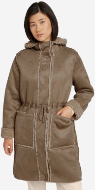 Hnedý dámsky obojstranný kabát s umelou kožušinou Tom Tailor