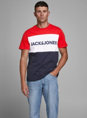 Červeno-modré tričko Jack & Jones Logo