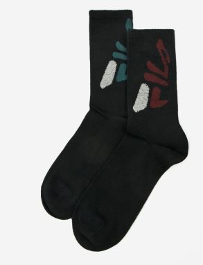 Sada dvoch párov pánskych vzorovaných ponožiek v čiernej farbe FILA