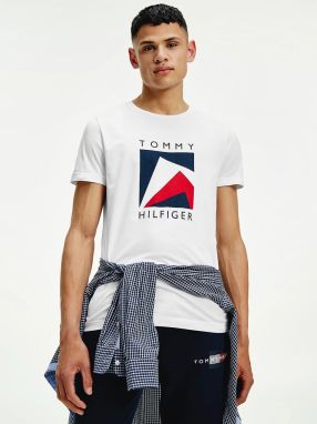 Biele pánske tričko s potlačou Tommy Hilfiger Corp Apex Tee