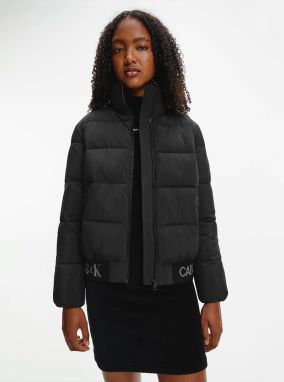 Čierna dámska prešívaná bunda Calvin Klein Logo Hem Short Puffer Jacket