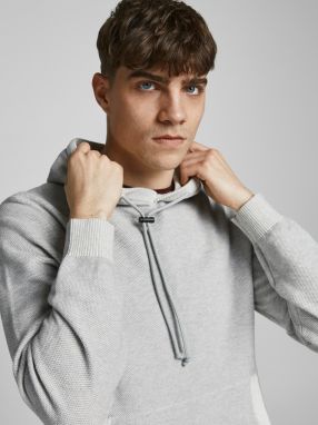 Mikiny s kapucou pre mužov Jack & Jones - sivá