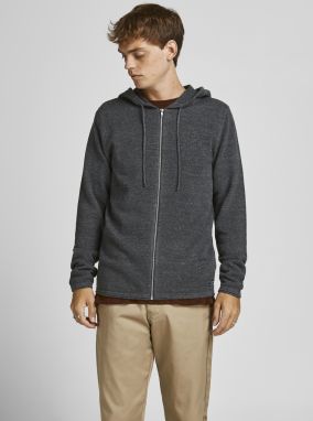 Tmavošedá basic mikina s kapucou Jack & Jones Hill Knit