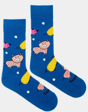 Modré vzorované ponožky Fusakle Zlaté prase