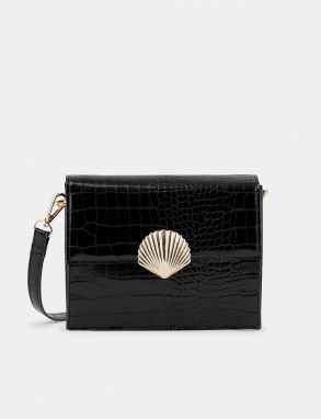 Čierna vzorovaná crossbody kabelka Pieces Tilde