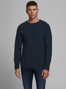 Tmavomodrý basic sveter Jack & Jones Ehill