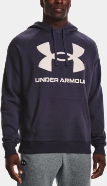 Šedá a fialová pánska mikina Under Armour UA Rival Fleece Big Logo HD