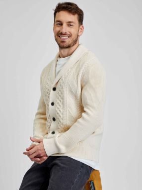 Béžový pánsky sveter so šálovým golierom GAP