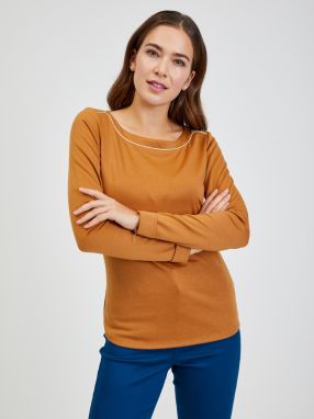 Tričká s dlhým rukávom pre ženy ORSAY - hnedá