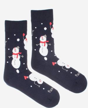 Tmavomodré dámske vzorované ponožky Fusakle Hura snezi