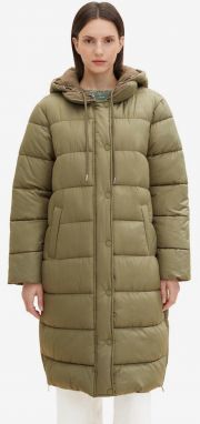 Khaki dámsky zimný prešívaný obojstranný kabát Tom Tailor