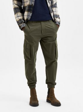 Voľnočasové nohavice pre mužov Selected Homme - kaki