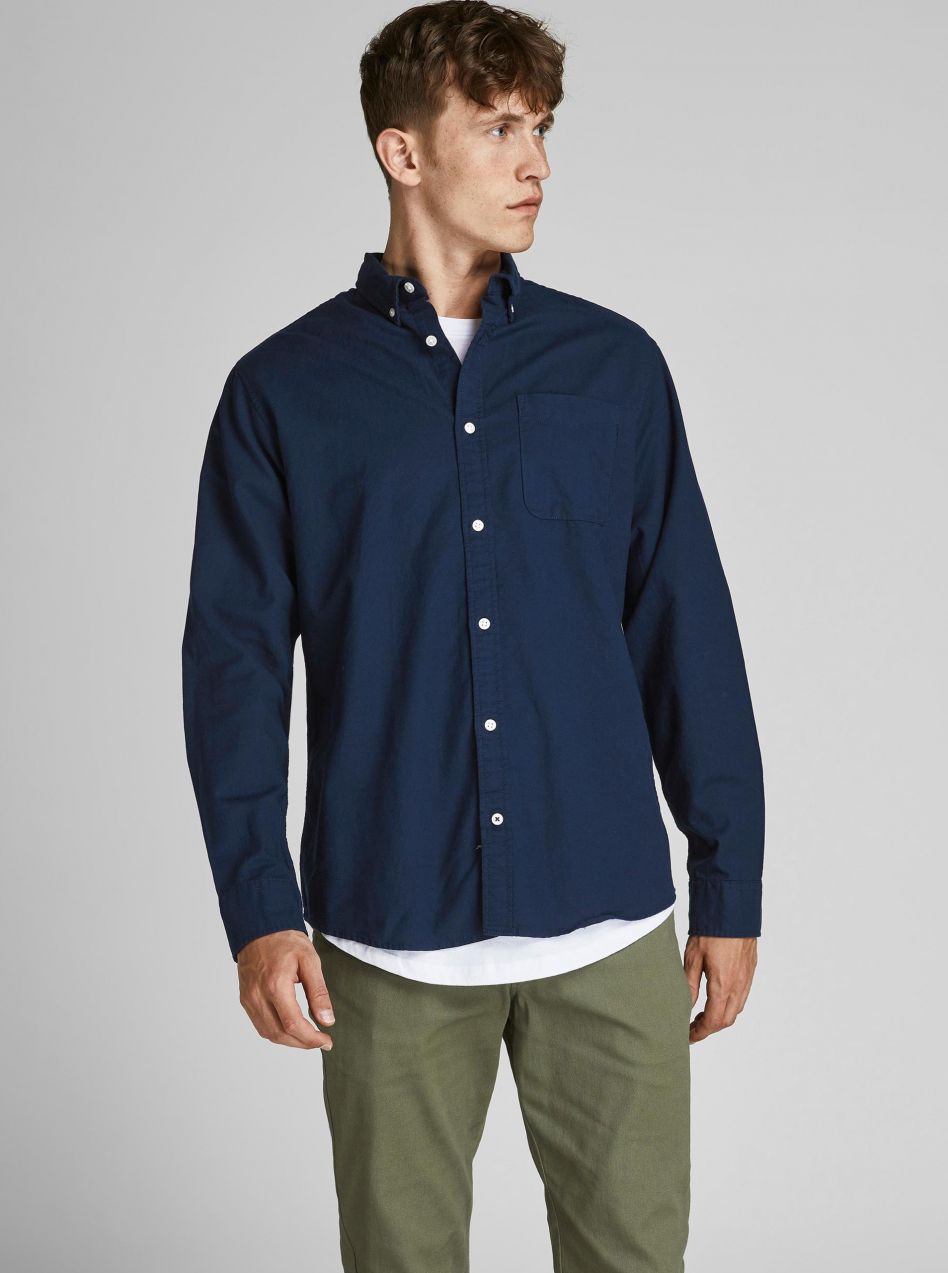 Tmavomodrá košeľa Jack & Jones Oxford