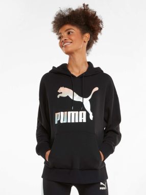 Čierna dámska mikina s kapucňou Puma Classics Logo