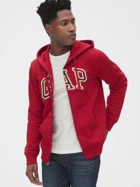 GAP červené pánska mikina Logo Hoodie s kapucňou