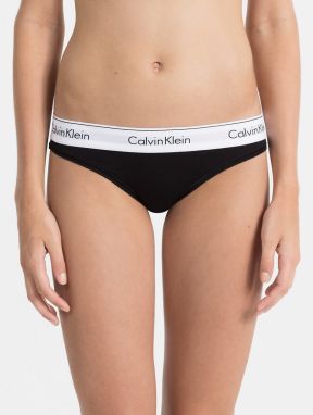 Calvin Klein čierne nohavičky s bielou širokou gumou Bikini Slip