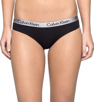 Calvin Klein čierne nohavičky so striebornou gumou Bikini Slip