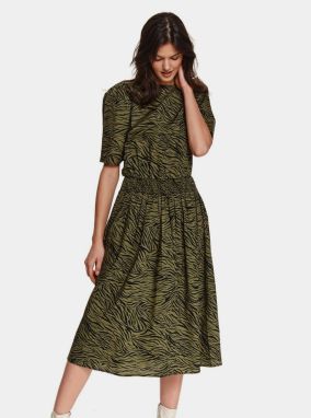 TOP SECRET zelené midi šaty so vzormi