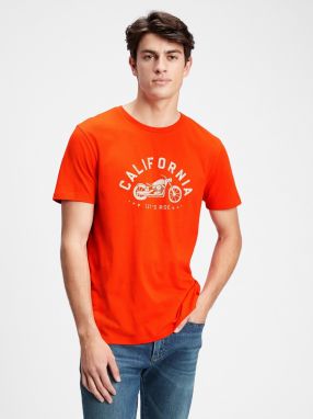 GAP oranžové pánske tričko v-cali moto galéria