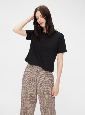 Pieces čierne basic cropped top Rina