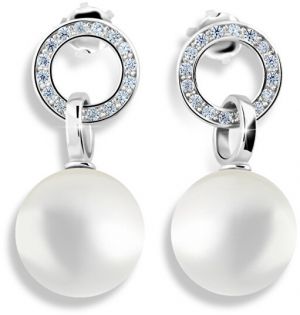 Cutie Jewellery Pôvabné perlové náušnice z bieleho zlata so zirkónmi Z6411-3123-10-X-2