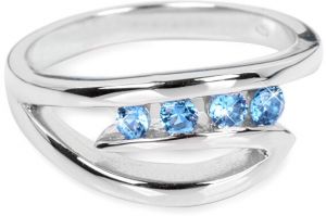Silver Cat Strieborný prsteň s modrými kryštálmi SC136 54 mm