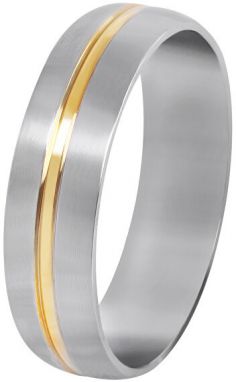 Troli Oceľový prsteň so zlatým prúžkom 49 mm