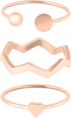 Troli Dizajnová ružovo pozlátená sada oceľových prsteňov 52 mm