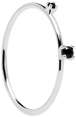 PDPAOLA Strieborný prsteň s čiernymi zirkónmi BLACK KITA Silver AN02-131 50 mm