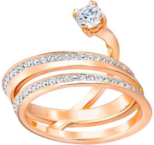 Swarovski Netradičné bronzový prsteň s čírymi kryštálmi Fresh 52177 55 mm