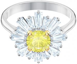 Swarovski Pôvabný kvetinový prsteň s kryštálmi Sunshine 5482701 52 mm