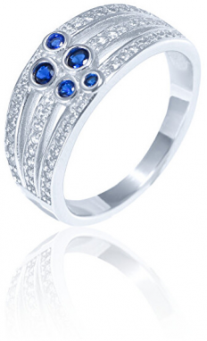 JVD Luxusný strieborný prsteň s modrými zirkónmi SVLR0341XH2BM 52 mm