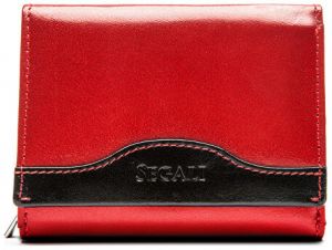 SEGALI Dámska kožená peňaženka 61420 red/black