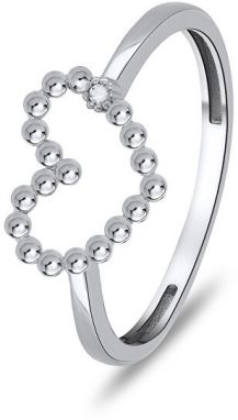 Brilio Silver Pôvabný dámsky prsteň so srdiečkom RI008W 50 mm