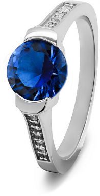 Brilio Silver Pôvabný strieborný prsteň s modrým zirkónom RI028W 50 mm