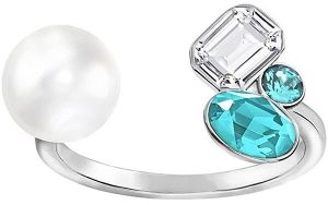Swarovski Luxusné trblietavý prsteň s kryštálmi a perlou Extra 5202267 54 mm