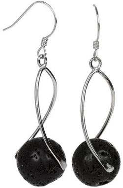 JwL Luxury Pearls Dlhé strieborné náušnice s čiernymi lávovými kameňmi JL0280